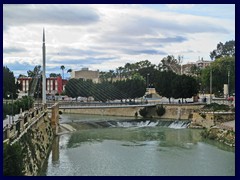 Murcia City Centre South part - Pasarela del Malecón, a modern pedestrian bridge across River Segura, built in 1997.